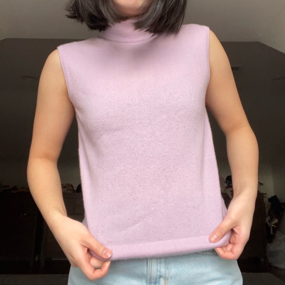 Vintage Saks Fifth Avenue Lilac Purple Sweater Tank Top Size Small
